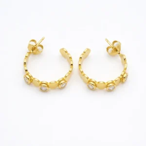 Triple Stone Hoop Earrings