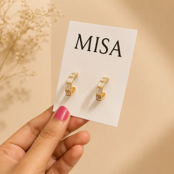 Celeste Baguette Hoops