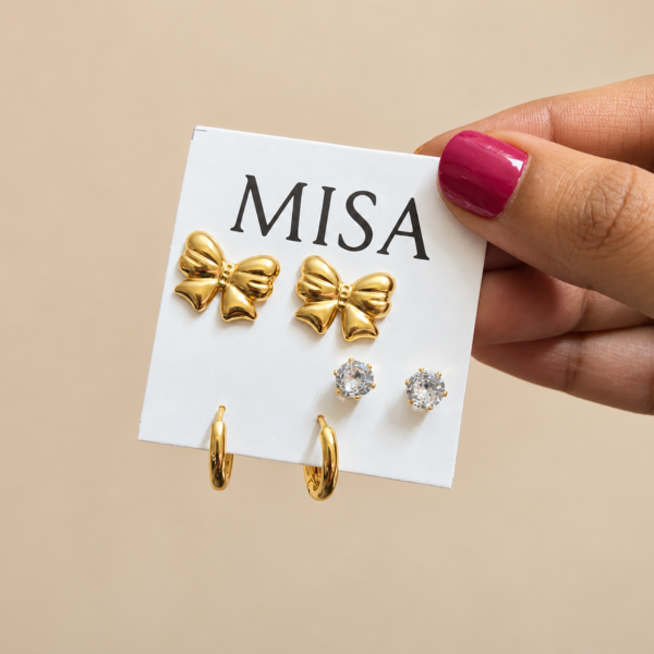 Bow-3 Pair Earring